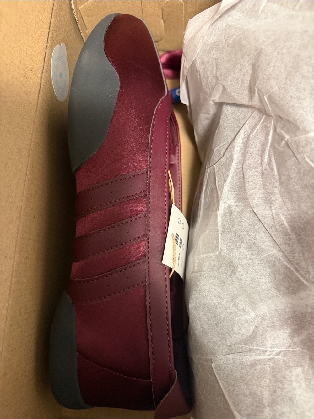 adidas Burgundy Satin Lace-Up Taekwondo Mei Ballet Flats - Picture 8 of 13